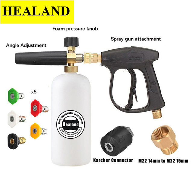 High Pressure Washer Gun With Foam Cannon 1/4 Inch Quick Connector With 5  Pressure Washer Nozzle Tips 1l With Karcher Adapter - Water Gun & Snow Foam  Lance - AliExpress